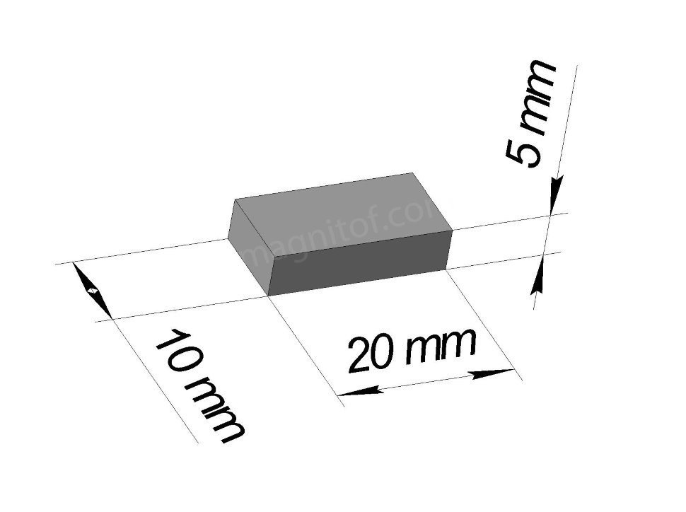 Неодимовый магнитный прямоугольник 20х10х5