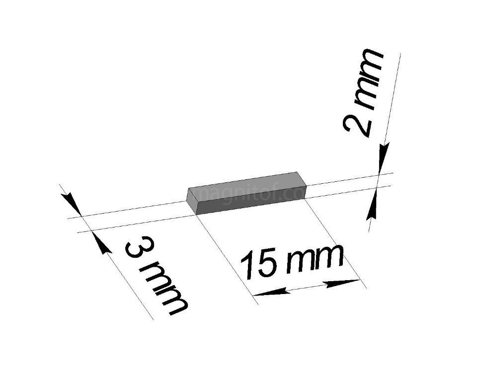 Неодимовый магнитный прямоугольник 15х3х2